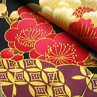 義若オリジナルの和柄股引き 金彩華扇 黒